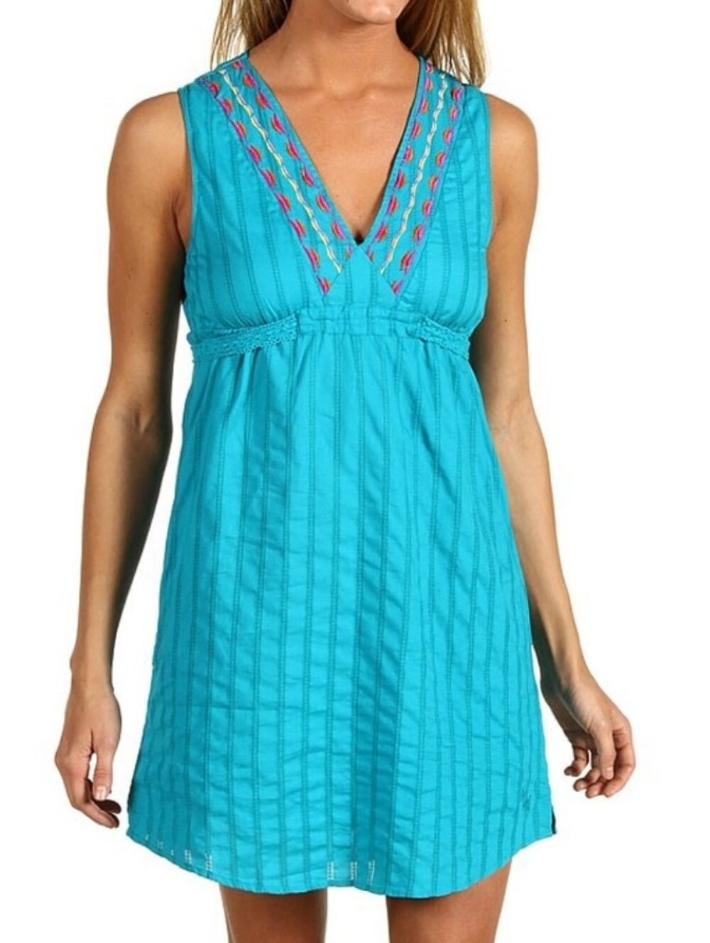 Volcom Dress Embroidered Vneck Small Mini